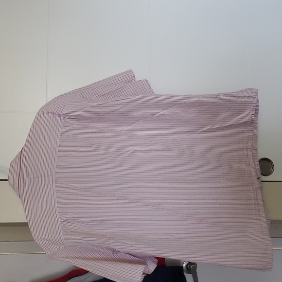 LL Bean Size L Orange Blue Seersucker Shirt - Picture 3 of 3